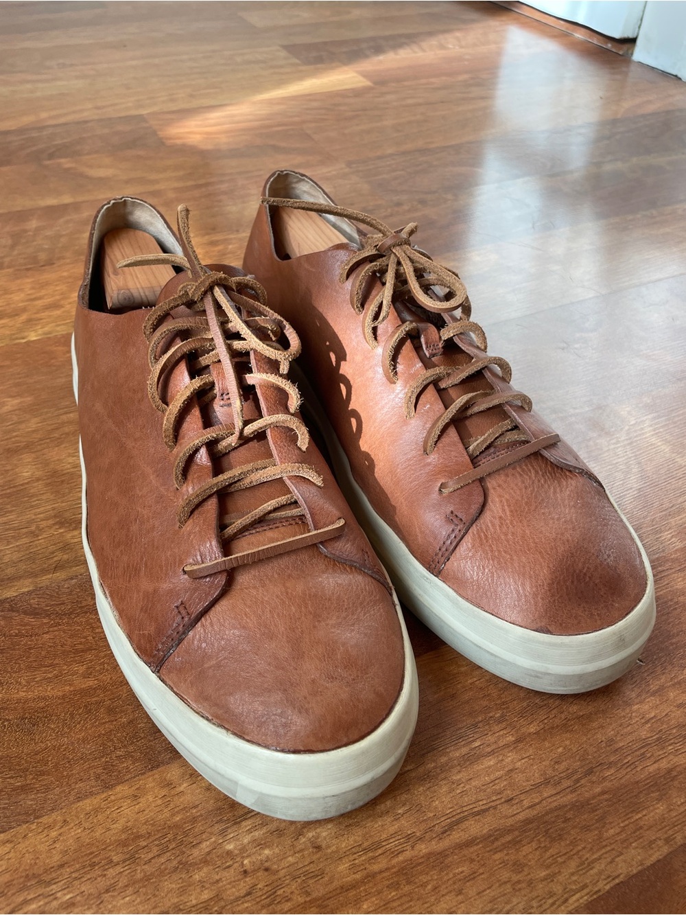 Men's Vince Brown Leather Low-Top Sneakers - Size 13